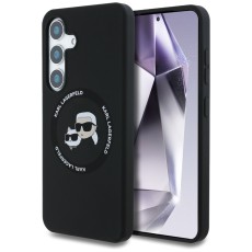 Karl Lagerfeld Silicone Double Heads And Circle MagSafe series Back Case KLHMS25MSKCHTCK priekš Samsung Galaxy S25 Plus 5G S936 - Melns - silikona aizmugures apvalks / bampers-vāciņš