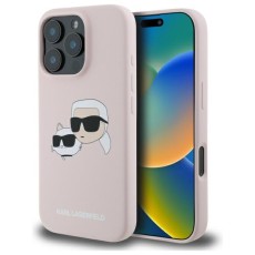 Karl Lagerfeld Silicone Karl & Choupette Head MagSafe series Back Case KLHMP16XSKCHPPLP priekš Apple iPhone 16 Pro Max - Rozā - silikona aizmugures apvalks / bampers-vāciņš