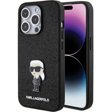 Karl Lagerfeld Fixed Glitter Ikonik Logo Metal Pin series Back Case KLHCP16XGKNPSK priekš Apple iPhone 16 Pro Max - Melns - silikona-plastikāta aizmugures apvalks / bampers-vāciņš