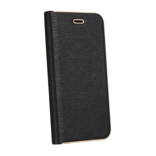 Luna Book Gold Case priekš Huawei P20 Lite - Melns - sāniski atverams maciņš ar magnētu un stendu
