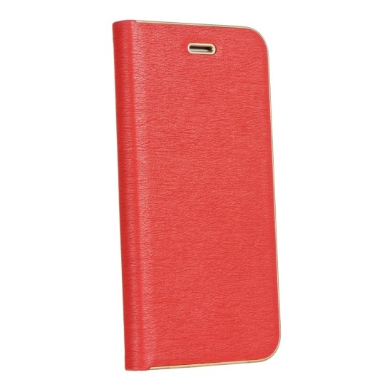Luna Book Gold Case priekš Huawei P20 Lite - Sarkans - sāniski atverams maciņš ar magnētu un stendu