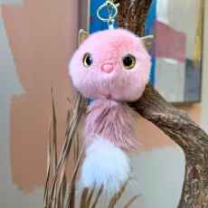 Plush Keychain - Rozā kaķēns - Plīša piekarināms aksesuārs / Somas piekariņš