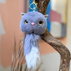 Plush Keychain - Pelēks kaķēns - Plīša piekarināms aksesuārs / Somas piekariņš