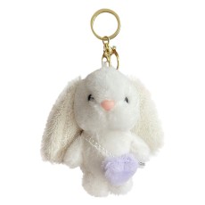 Plush Keychain - Balts zaķis - Plīša piekarināms aksesuārs / Somas piekariņš