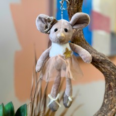Plush Keychain - Bēša pele - Plīša piekarināms aksesuārs / Somas piekariņš