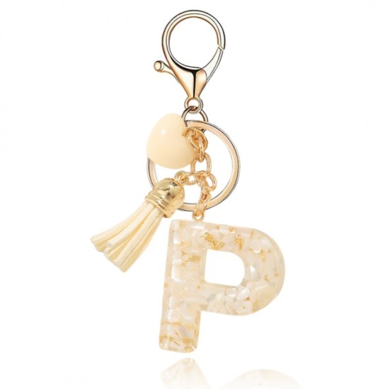 eCarla Pebbles Heart Key Ring - P Gold - Piekarināms aksesuārs / Somas piekariņš
