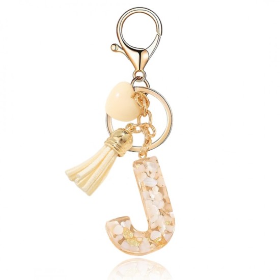 eCarla Pebbles Heart Key Ring - J Gold - Piekarināms aksesuārs / Somas piekariņš