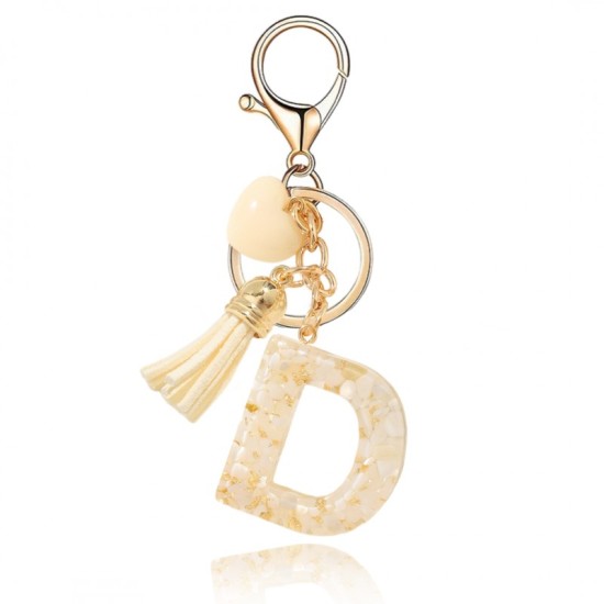 eCarla Pebbles Heart Key Ring - D Gold - Piekarināms aksesuārs / Somas piekariņš