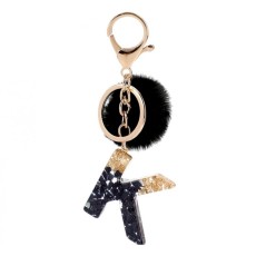 eCarla Pompon Key Ring - K Black / Gold - Piekarināms aksesuārs / Somas piekariņš