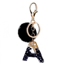 eCarla Pompon Key Ring - A Black / Gold - Piekarināms aksesuārs / Somas piekariņš
