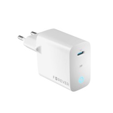 Forever 20W PD / QC Type-C Travel Charger - Balts - Ātrs USB-C tīkla lādētājs