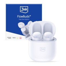 3MK FlowBuds Bluetooth 5.3 Wireless Earphones with Microphone Universālas Bezvadu Austiņas - Baltas