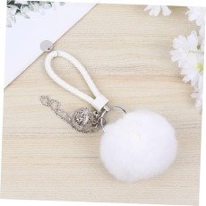 Plush Keychain - Balts pūmpons - Plīša piekarināms aksesuārs / Somas piekariņš