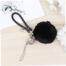 Plush Keychain - Melns pūmpons - Plīša piekarināms aksesuārs / Somas piekariņš