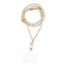 Stone Pendant for the Phone / lenght 82cm (41cm in the loop) - Oranžs - Kakla lente no plastmasas pērlītēm