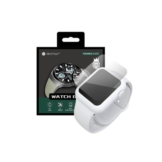 Bestsuit Flexible Nano Tempered Glass 5H protector priekš Apple Watch Series 10 (46mm) - Ekrāna Aizsargstikls / Bruņota Stikla Aizsargplēve (Full screen size curved)