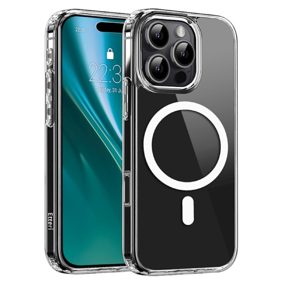 Etteri Hybrid MagSafe Back Case priekš Apple iPhone 16 Pro - Caurspīdīgs - triecienizturīgs silikona bampers ar plastikāta aizmugures apvalku / bampers-vāciņš