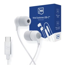 3MK Wired Earphones with Remote and Mic USB Type-C - Baltas - Universālas stereo austiņas ar mikrofonu