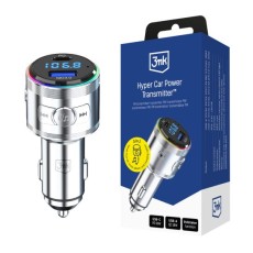 3MK 3in1 PPS Hyper Car Power FM Transmitter Bluetooth 5.3 USB Type-C PD 30W / USB QC 18W - Pelēks - USB FM Transmitteris un auto lādētājs, MP3 Audio atskaņotājs, automašinas bezvadu brīvroku sistēma