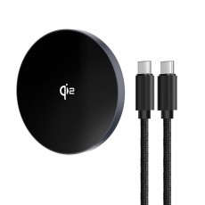 Forcell F-Energy Smart Charge Qi2 15W Wireless Charger with MagSafe with Type-C Cable 1.5M - Melns - Ātrs induktīvs bezvadu USB-C lādētājs paliktnis