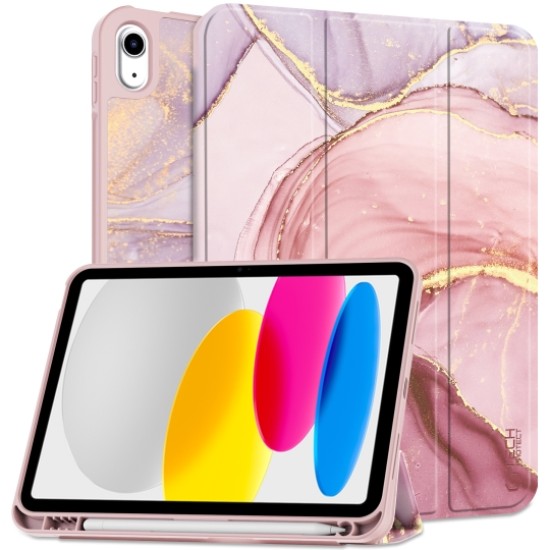 Tech-Protect Smart Case priekš Apple iPad 10.9 (2022) / 11 (2025) - Marmors - sāniski atverams maciņš ar magnētu un stendu