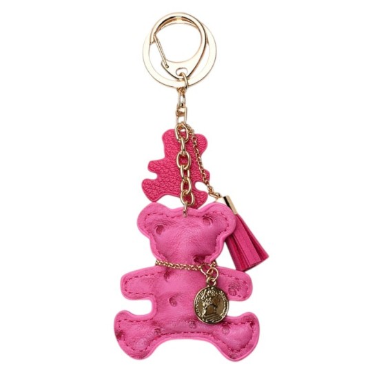 eCarla Leather Bear Key Ring - Pink - Piekarināms aksesuārs / Somas piekariņš