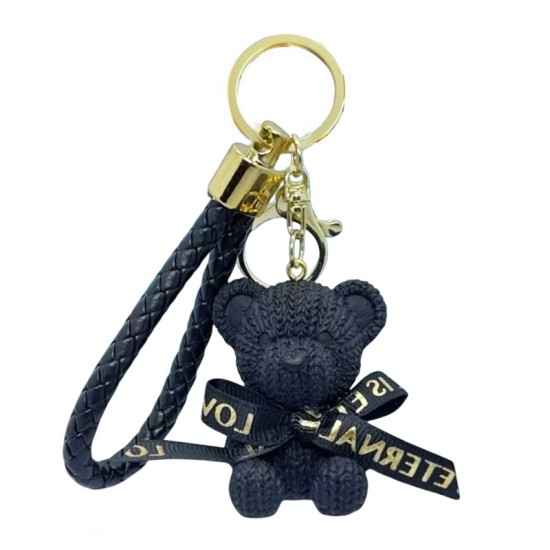 eCarla Teddy Bear Key Ring - Black - Piekarināms aksesuārs / Somas piekariņš