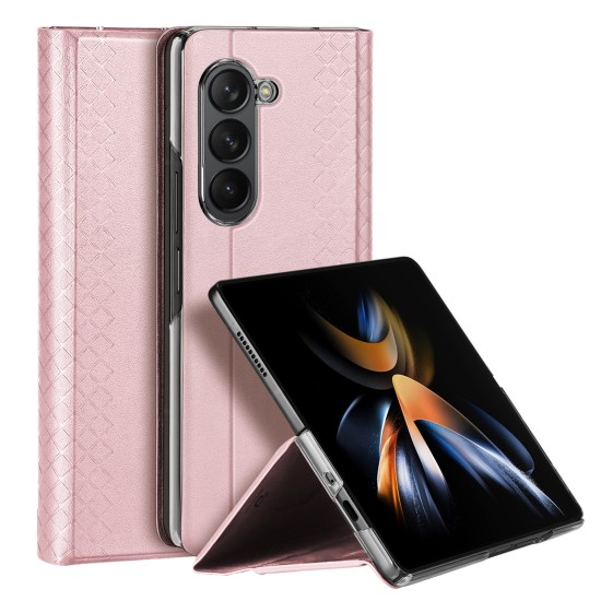 Dux Ducis Bril Case priekš Samsung Galaxy Fold7 5G - Rozā Zelts - sāniski atverams maciņš