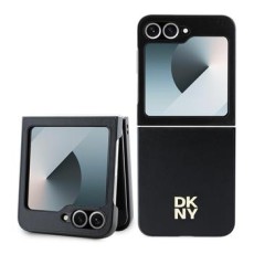 DKNY PU Leather Stack Logo Back Case DKHCZF6PSMCSLK priekš Samsung Galaxy Flip6 5G / Flip7 FE 5G - Melns - mākslīgās ādas aizmugures apvalks / bampers-vāciņš