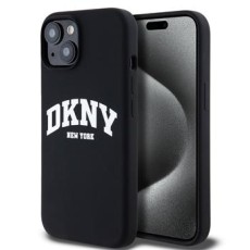 DKNY Liquid Silicone Arch Logo MagSafe Back Case DKHMP15SSNYACH priekš Apple iPhone 15 - Melns - silikona aizmugures apvalks / bampers-vāciņš