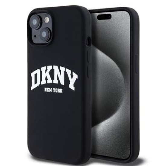 DKNY Liquid Silicone Arch Logo MagSafe Back Case DKHMP15SSNYACH для Apple iPhone 15 - Чёрный - силиконовый чехол-накладка / бампер-крышка