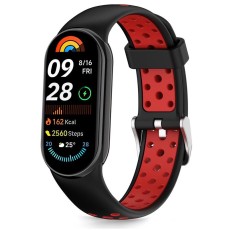 Tech-Protect Iconband Air priekš Xiaomi Mi Smart Band 8 / 9 / 10 - Melns / Sarkans - silikona siksniņa viedpulksteņiem