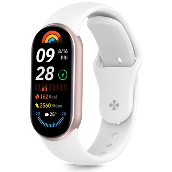 Tech-Protect Iconband Pure priekš Xiaomi Mi Smart Band 8 / 9 / 10 - Balts - silikona siksniņa viedpulksteņiem