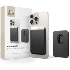 Tech-Protect MagWallet Universal MagSafe Card Holder - Melns - mākslīgās ādas kredītkaršu turētājs ar magnētu