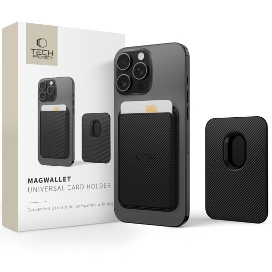 Tech-Protect MagWallet Universal MagSafe Card Holder - Karbons - mākslīgās ādas kredītkaršu turētājs ar magnētu