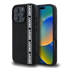 DKNY 3D Rubber Repeat Logo Line Back Case DKHCP16X3DVSDLK priekš Apple iPhone 16 Pro Max - Melns - silikona aizmugures apvalks / bampers-vāciņš