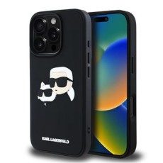 Karl Lagerfeld 3D Rubber Double Heads series Back Case KLHCP16XRBCKCHLK priekš Apple iPhone 16 Pro Max - Melns - silikona aizmugures apvalks / bampers-vāciņš