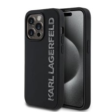 Karl Lagerfeld 3D Rubber Glitter Logo series Back Case KLHCP14LRBKGVCK priekš Apple iPhone 14 Pro - Melns - silikona aizmugures apvalks / bampers-vāciņš