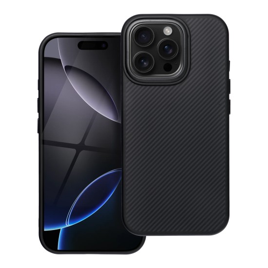 Carbon Elite Mag Cover with MagSafe priekš Apple iPhone 16 Plus - Melns - silikona-plastikāta aizmugures apvalks / bampers-vāciņš