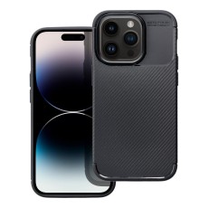 Carbon Premium Back Case priekš Apple iPhone 15 - Melns - silikona aizmugures apvalks / bampers-vāciņš