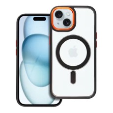 Color Edge MagSafe Back Case priekš Apple iPhone 15 - Melns / Zelts - silikona-plastikāta aizmugures apvalks / bampers-vāciņš