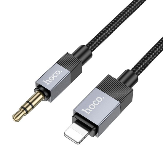 Hoco UPA32A 3.5mm Male to Lightning Stereo Aux Audio cable (length: 1M) - Melns - audio vads kabelis