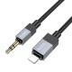 Hoco UPA32A 3.5mm Male to Lightning Stereo Aux Audio cable (length: 1M) - Melns - audio vads kabelis