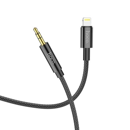 Hoco UPA19 Lightning to 3.5mm Male Stereo Aux Audio cable (length: 1M) - Melns - audio vads kabelis