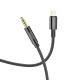 Hoco UPA19 Lightning to 3.5mm Male Stereo Aux Audio cable (length: 1M) - Melns - audio vads kabelis