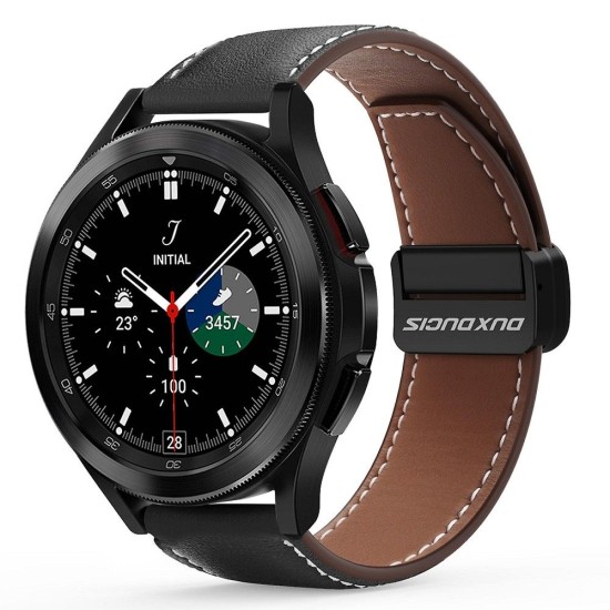 22mm Dux Ducis Genuine Leather Watchband Strap - Melns - dabīgās ādas siksniņas (jostas) priekš pulksteņiem