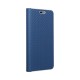 Luna Carbon Book Case priekš Samsung Galaxy A17 4G A175 / A17 5G A176 - Zils - sāniski atverams maciņš ar stendu / grāmatveida maks