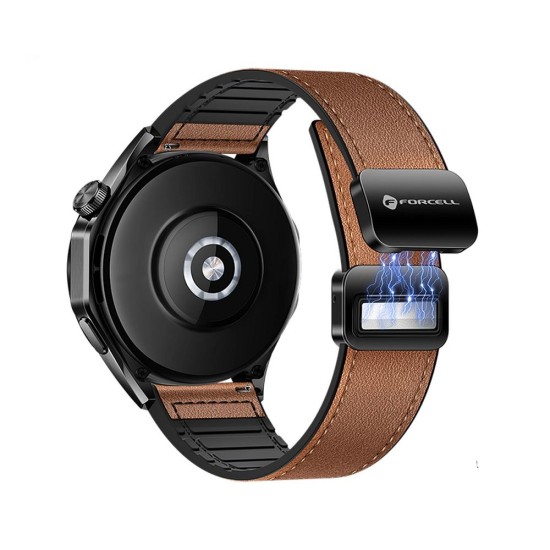 22mm Forcell F-design Magnetic Eco Leather Watchband Strap - Brūns - mākslīgās ādas siksniņas (jostas) priekš pulksteņiem