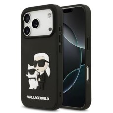 Karl Lagerfeld 3D Rubber Karl & Choupette series Back Case KLHCP17X3DRKCNK priekš Apple iPhone 17 Pro Max - Melns - silikona aizmugures apvalks / bampers-vāciņš