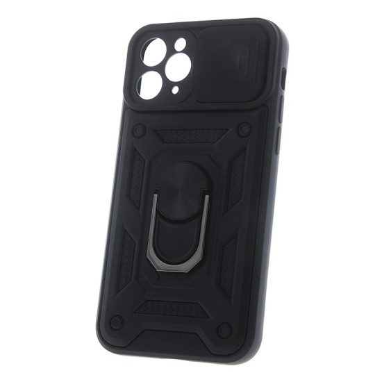 Defender Slide Back Case priekš Apple iPhone 17 Pro - Melns - triecienizturīgs silikona-plastikāta aizmugures apvalks / bampers-vāciņš